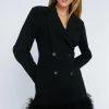 Bodycon Dresses Premium Feather Trimmed Blazer Dress