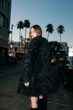 Party Outfits Real Feather Oversized Jacket -Christmas Sales womens black real feather oversized jacket 2