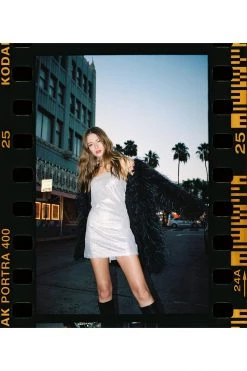 Party Outfits Real Feather Oversized Jacket -Christmas Sales womens black real feather oversized jacket 3