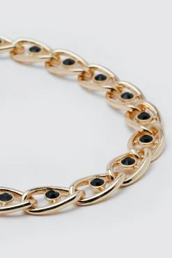 Necklaces Recycled Jewel Embellished Chain Necklace -Christmas Sales womens black recycled jewel embellished chain necklace 2