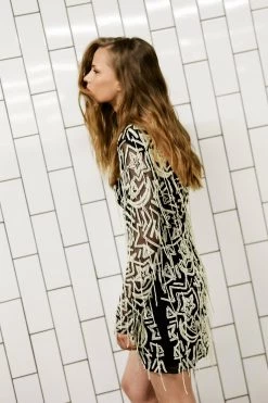 Party Dresses Star Fringe Beaded Mini Dress -Christmas Sales womens black star fringe beaded mini dress 2