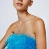 Bodycon Dresses Feather Trim Bandeau Mini Dress -Christmas Sales womens blue feather trim bandeau mini dress