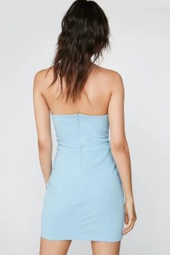 Dresses Strapless Corset Bodycon Mini Dress -Christmas Sales womens blue strapless corset bodycon mini dress 2