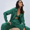 Pajamas Satin Long 3 Piece Pajama Set -Christmas Sales womens emerald satin long 3 piece pajama set