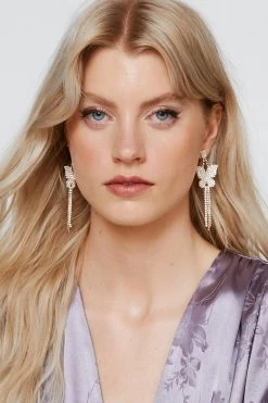 Butterfly Diamante Tassel Earrings