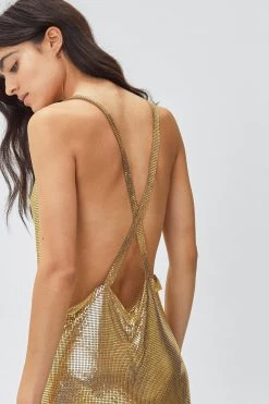 Slip Dresses Chainmail Cowl Neck Relaxed Mini Dress 31 Slip Dresses Chainmail Cowl Neck Relaxed Mini Dress -Christmas Sales womens gold chainmail cowl neck relaxed mini dress 1