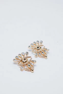 Jewelry Emebellished Eye Detail Earrings -Christmas Sales womens gold emebellished eye detail earrings 1