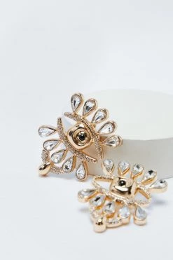 Jewelry Emebellished Eye Detail Earrings -Christmas Sales womens gold emebellished eye detail earrings 2