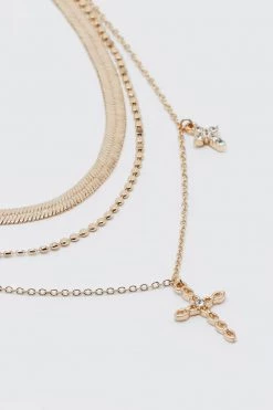 Necklaces Flat Chain And Cross Detail Necklace -Christmas Sales womens gold flat chain and cross detail necklace 2