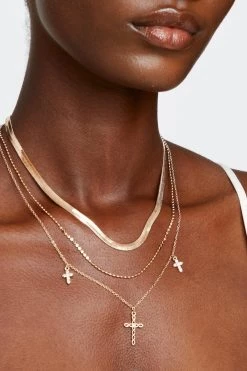 Necklaces Flat Chain And Cross Detail Necklace