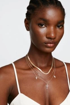 Necklaces Flat Chain And Cross Detail Necklace -Christmas Sales womens gold flat chain and cross detail necklace 3
