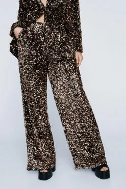 Sequin Pants Premium Sequin Wide Leg Pants 13 Sequin Pants Premium Sequin Wide Leg Pants -Christmas Sales womens gold premium sequin wide leg pants 1