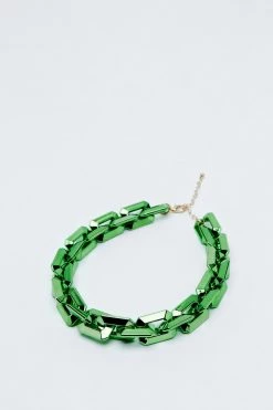 Necklaces Chunky Chain Necklace -Christmas Sales womens green chunky chain necklace 1