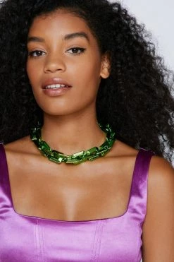 Necklaces Chunky Chain Necklace -Christmas Sales womens green chunky chain necklace 3