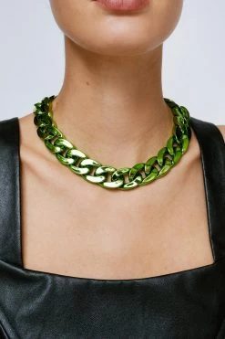 Necklaces Recycled Smooth Chain Link Necklace 9 Necklaces Recycled Smooth Chain Link Necklace -Christmas Sales womens green recycled smooth chain link necklace 3