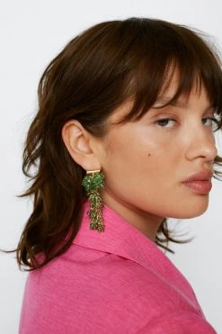 Tassel Beaded Drop Earrings