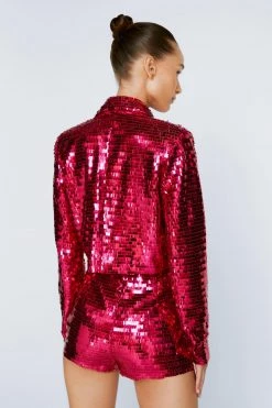 Formal Wear Premium High Waisted Sequin Hot Pants -Christmas Sales womens hot20pink premium high waisted sequin hot pants 2