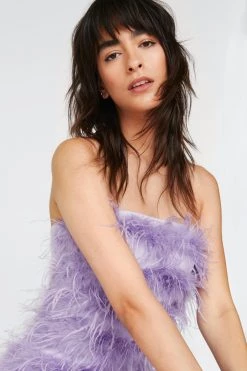 Sequin Dresses Feather Bandeau Mini Dress -Christmas Sales womens lilac feather bandeau mini dress 1