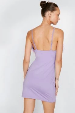Party Outfits Feather Trim Bodycon Mini Dress -Christmas Sales womens lilac feather trim bodycon mini dress 2