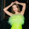 Party Dresses Feather Trim Sequin Bodycon Dress -Christmas Sales womens lime feather trim sequin bodycon dress