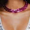 Necklaces Chunky Smooth Chain Link Necklace -Christmas Sales womens magenta chunky smooth chain link necklace