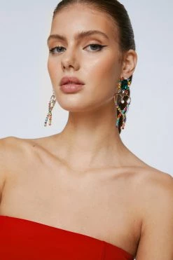 Jewelry Diamante Heart Jewel Earrings