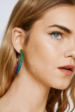 Accessories Embellished Statement Hoop Earrings