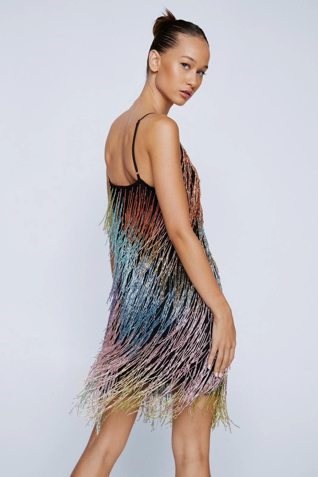 Sequin Dresses Petite Multi Fringe Beaded Strappy Mini Dress 5 Sequin Dresses Petite Multi Fringe Beaded Strappy Mini Dress - Image 3