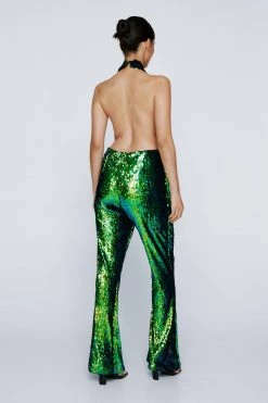 Wide Leg Jumpsuits Petite Sequin Halter Neck Plunge Jumpsuit 8 Wide Leg Jumpsuits Petite Sequin Halter Neck Plunge Jumpsuit -Christmas Sales womens multi petite sequin halter neck plunge jumpsuit 2