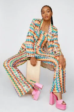Two Piece Sets Premium Zig Zag Sequin Blazer