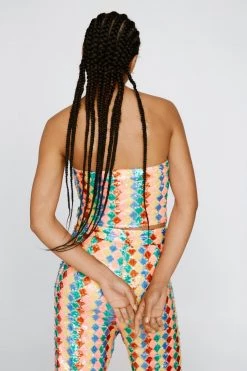 Tops Premium Zig Zag Sequin Bustier Top -Christmas Sales womens multi premium zig zag sequin bustier top 2