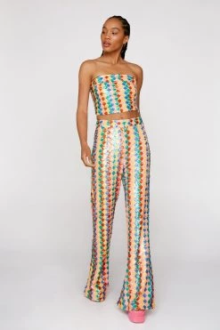 Tops Premium Zig Zag Sequin Bustier Top