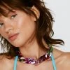 Necklaces Rainbow Metallic Chain Necklace -Christmas Sales womens multi rainbow metallic chain necklace