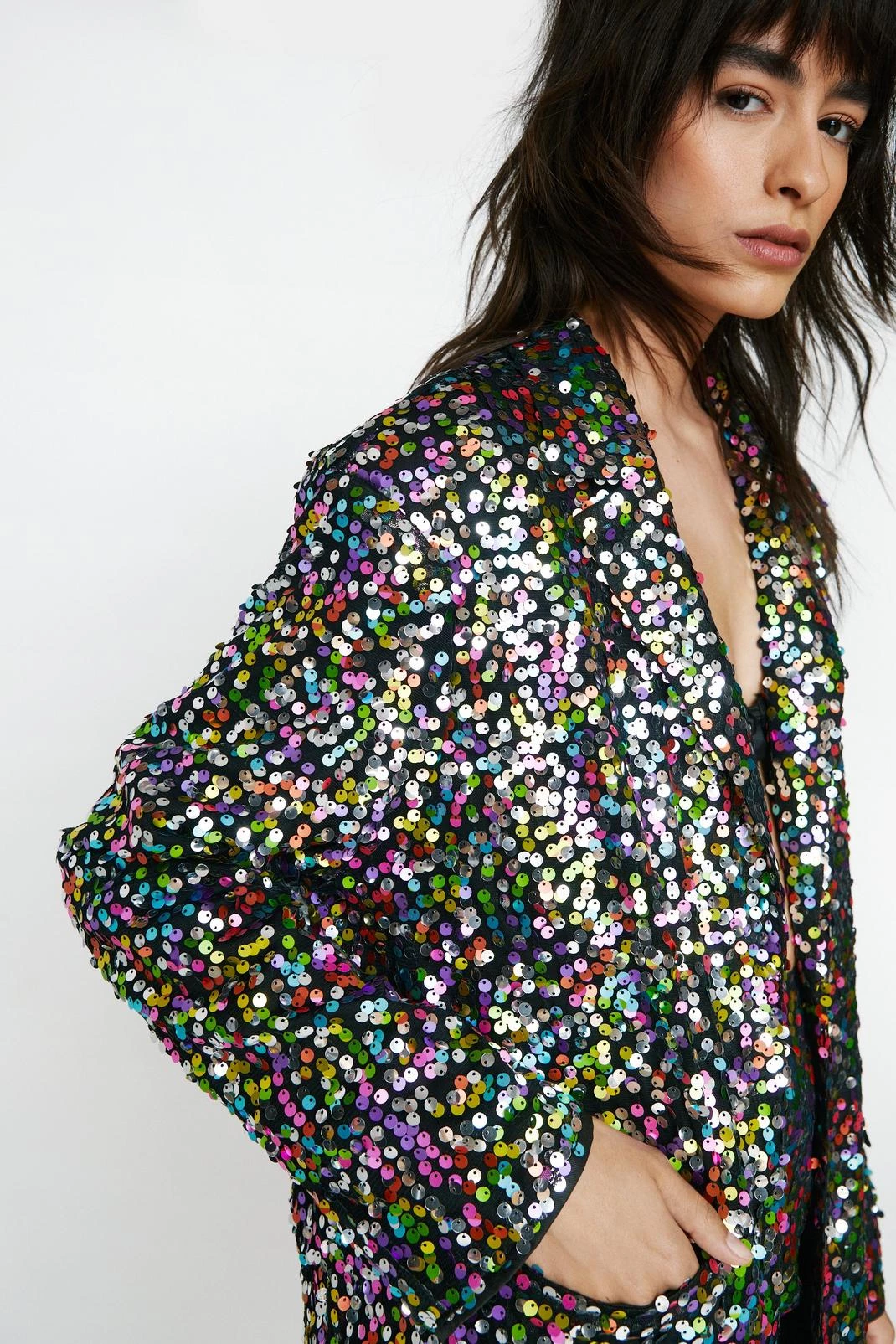Party Outfits Rainbow Sequin Oversized Blazer 4 Party Outfits Rainbow Sequin Oversized Blazer - Image 2