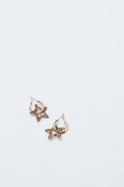 Jewelry Recycled Gold Plated Metal Diamante Star Earrings -Christmas Sales womens multi recycled gold plated metal diamante star earrings 1