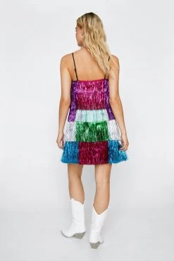 Bodycon Dresses Tiered Tinsel Dress -Christmas Sales womens multi tiered tinsel dress 2