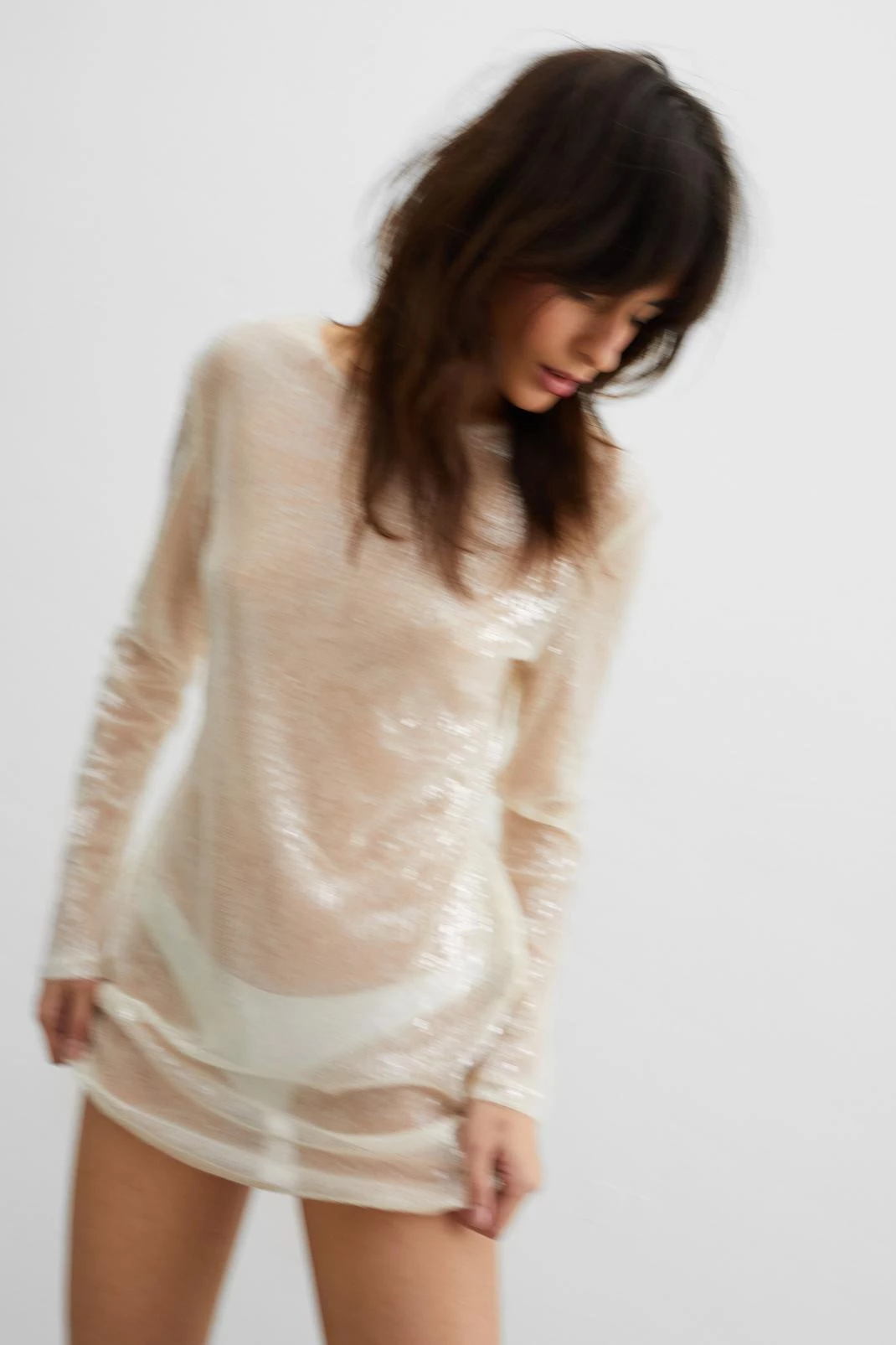 Shift Dresses Sheer Sequin Detail Mini Shift Dress 3 Shift Dresses Sheer Sequin Detail Mini Shift Dress