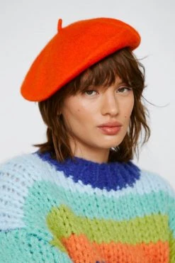 Hats And Hair Accessories Orange Beret -Christmas Sales womens orange orange beret 3