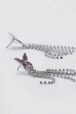 Make Your Move! 60% Off Party! Butterfly Diamante Drop Earrings -Christmas Sales womens pink butterfly diamante drop earrings 2