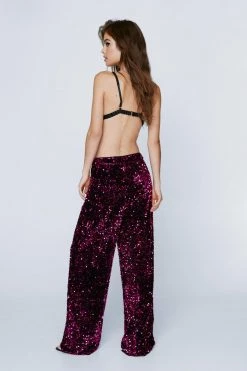 Sequin Pants Premium Sequin Wide Leg Pants 11 Sequin Pants Premium Sequin Wide Leg Pants -Christmas Sales womens pink premium sequin wide leg pants 2