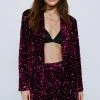 Two Piece Sets Premium Velvet Sequin Tailored Blazer -Christmas Sales womens pink premium velvet sequin tailored blazer
