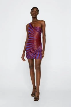 Sequin Dresses One Shoulder Spiral Sequin Mini Dress