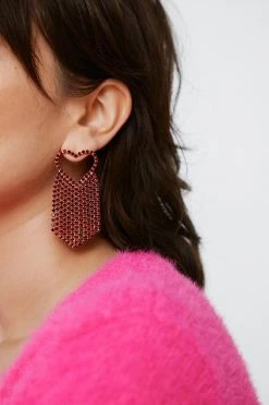 New Diamante Heart Statement Earrings