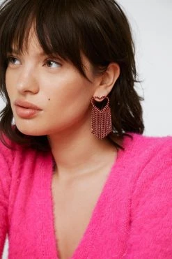 New Diamante Heart Statement Earrings -Christmas Sales womens red diamante heart statement earrings 3