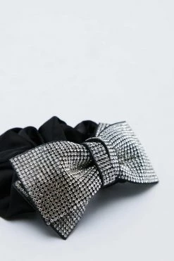 Hats And Hair Accessories Diamante Bow Scrunchie -Christmas Sales womens silver diamante bow scrunchie 2