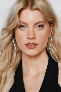 Make Your Move! 60% Off Party! Diamante Square Hoop Earrings