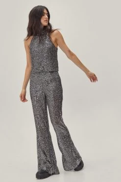 Halter Tops Drapey Sequin Halter Top