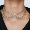 Necklaces Jewel Embellished With Chains Necklace -Christmas Sales womens silver jewel embellished with chains necklace