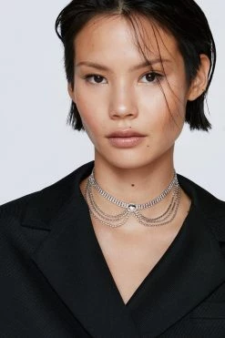 Necklaces Jewel Embellished With Chains Necklace -Christmas Sales womens silver jewel embellished with chains necklace 3