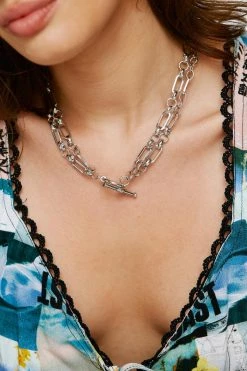 Necklaces Layered Loop Chain Necklace -Christmas Sales womens silver layered loop chain necklace 3